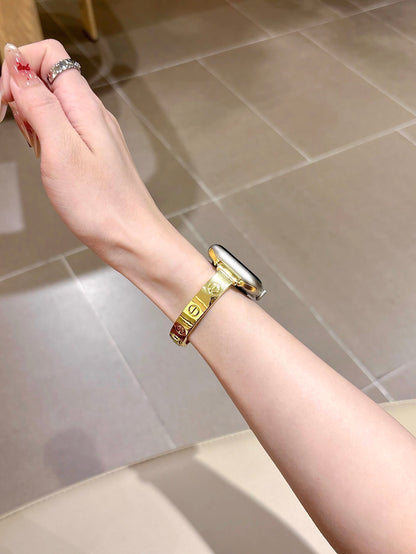 LuxeCross™ Bangle-Style Apple Watch Band – Polished Metallic Finish