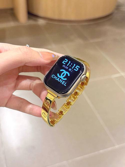 LuxeCross™ Bangle-Style Apple Watch Band – Polished Metallic Finish