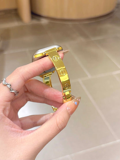 LuxeCross™ Bangle-Style Apple Watch Band – Polished Metallic Finish