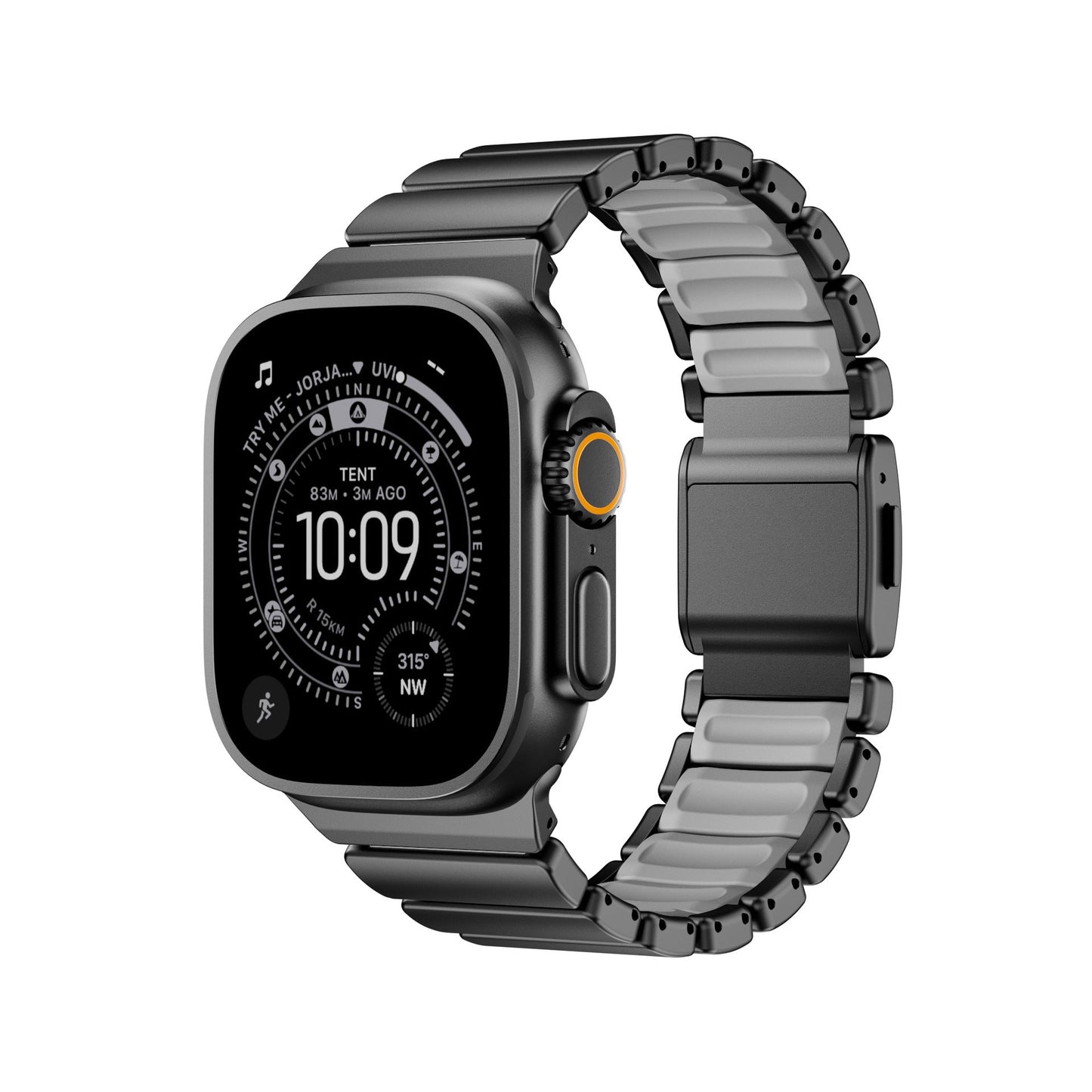 DuraLink™ DLC-Coated Hybrid Apple Watch Band – Metal & Silicone Magnetic Strap
