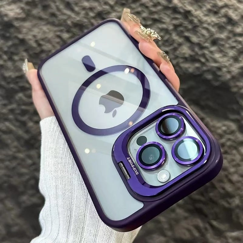 LensShield™ MagSafe Case for iPhone — Slim Matte Shockproof Shell with Integrated Camera Ring Stand