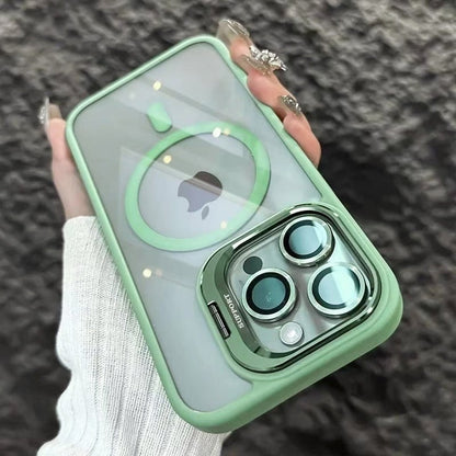 LensShield™ MagSafe Case for iPhone — Slim Matte Shockproof Shell with Integrated Camera Ring Stand
