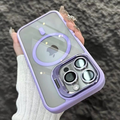 LensShield™ MagSafe Case for iPhone — Slim Matte Shockproof Shell with Integrated Camera Ring Stand