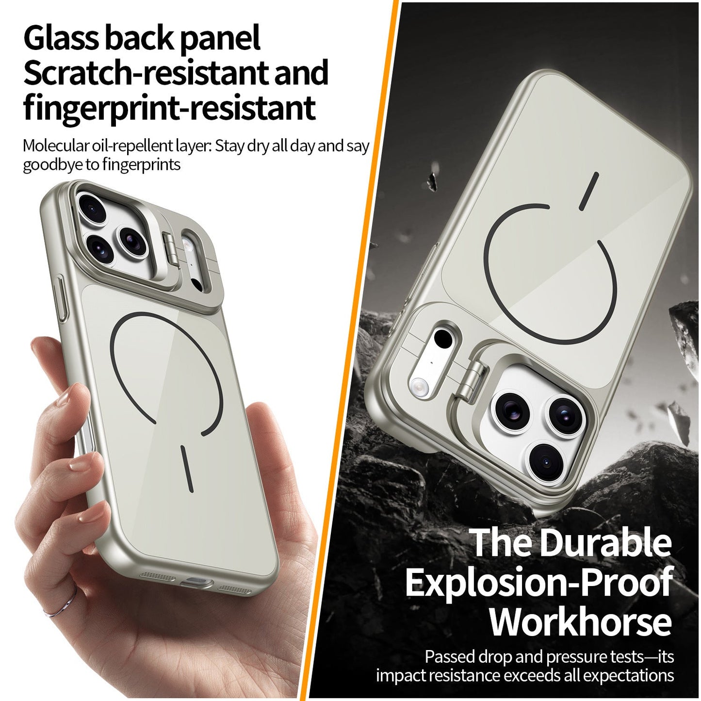 FrostGlide · AG Matte MagSafe Lens-Stand Armor