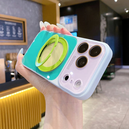 Dopamine Colorblock 360° Rotating Kickstand Magnetic Case for iPhone