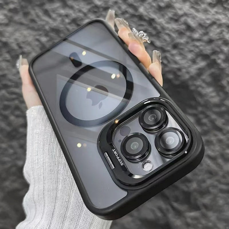 LensShield™ MagSafe Case for iPhone — Slim Matte Shockproof Shell with Integrated Camera Ring Stand