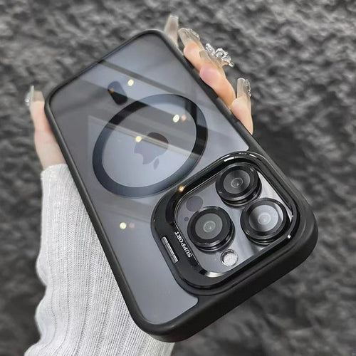 LensShield™ MagSafe Case for iPhone — Slim Matte Shockproof Shell with Integrated Camera Ring Stand