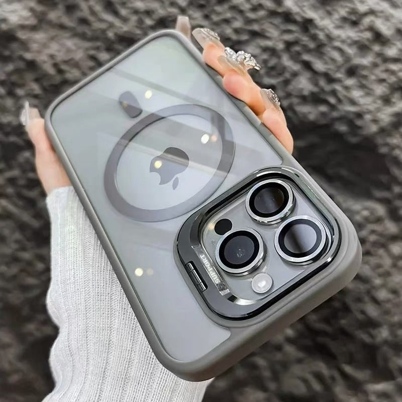 LensShield™ MagSafe Case for iPhone — Slim Matte Shockproof Shell with Integrated Camera Ring Stand