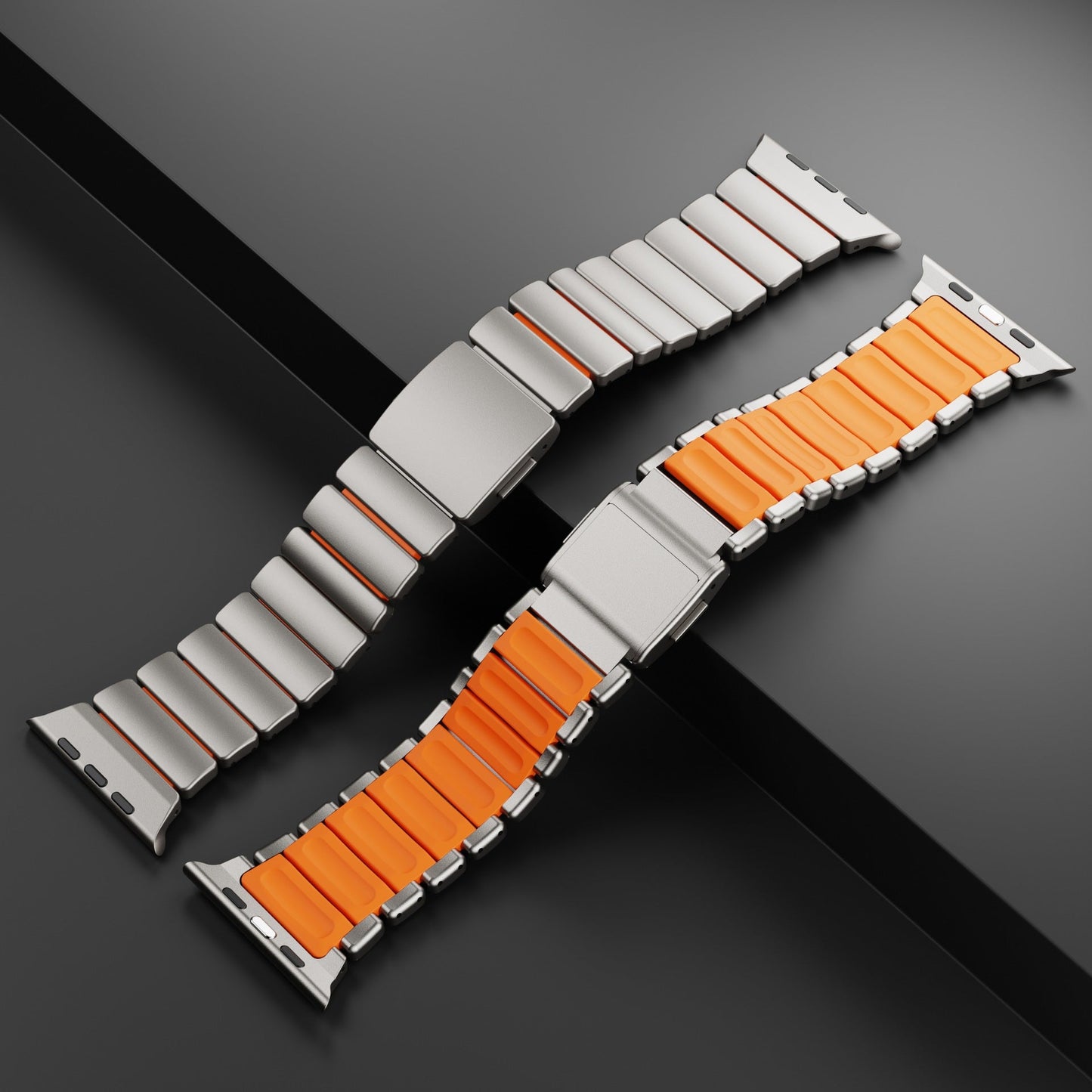DuraLink™ DLC-Coated Hybrid Apple Watch Band – Metal & Silicone Magnetic Strap