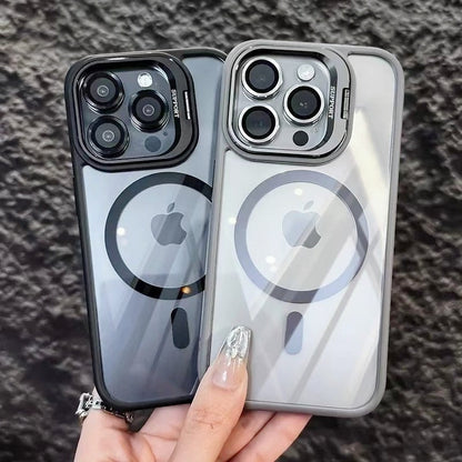 LensShield™ MagSafe Case for iPhone — Slim Matte Shockproof Shell with Integrated Camera Ring Stand