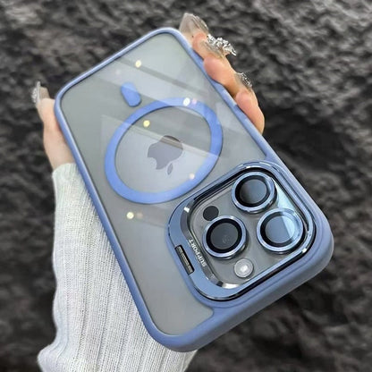 LensShield™ MagSafe Case for iPhone — Slim Matte Shockproof Shell with Integrated Camera Ring Stand