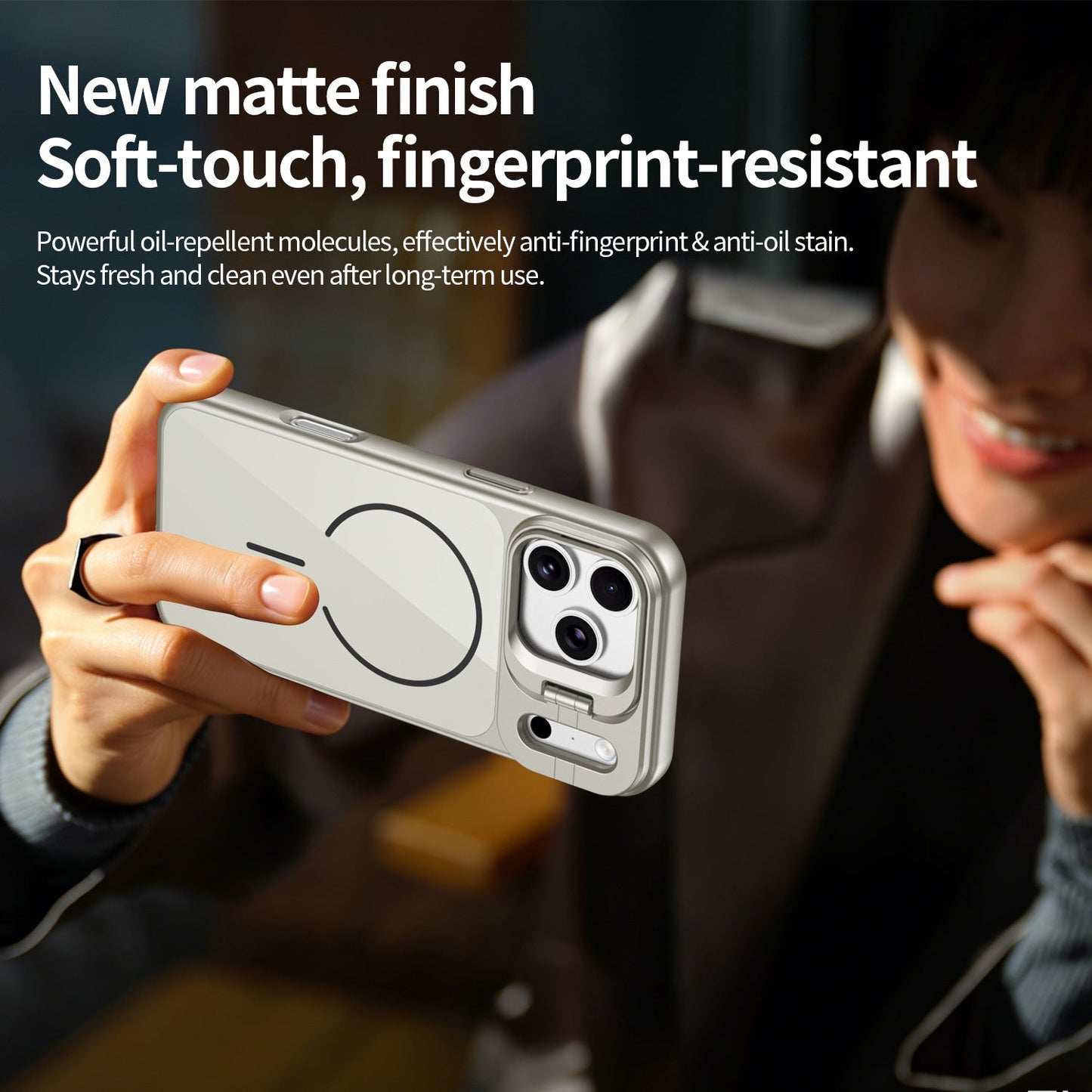 FrostGlide · AG Matte MagSafe Lens-Stand Armor
