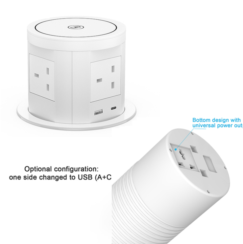 Electric Lift Desk Power Outlet – Wireless Charging & USB Ports