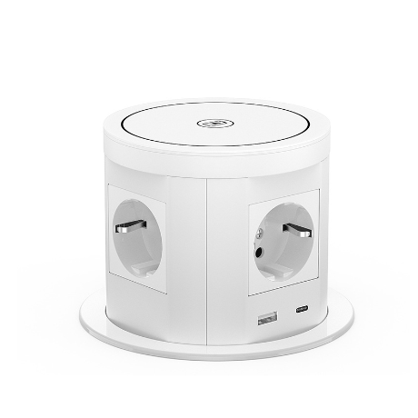 Electric Lift Desk Power Outlet – Wireless Charging & USB Ports