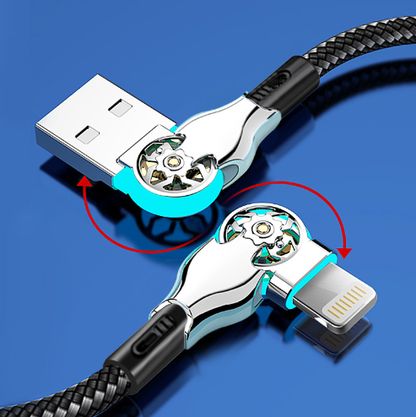 Dual-Head Rotating Charging Cable – With LED Lighting