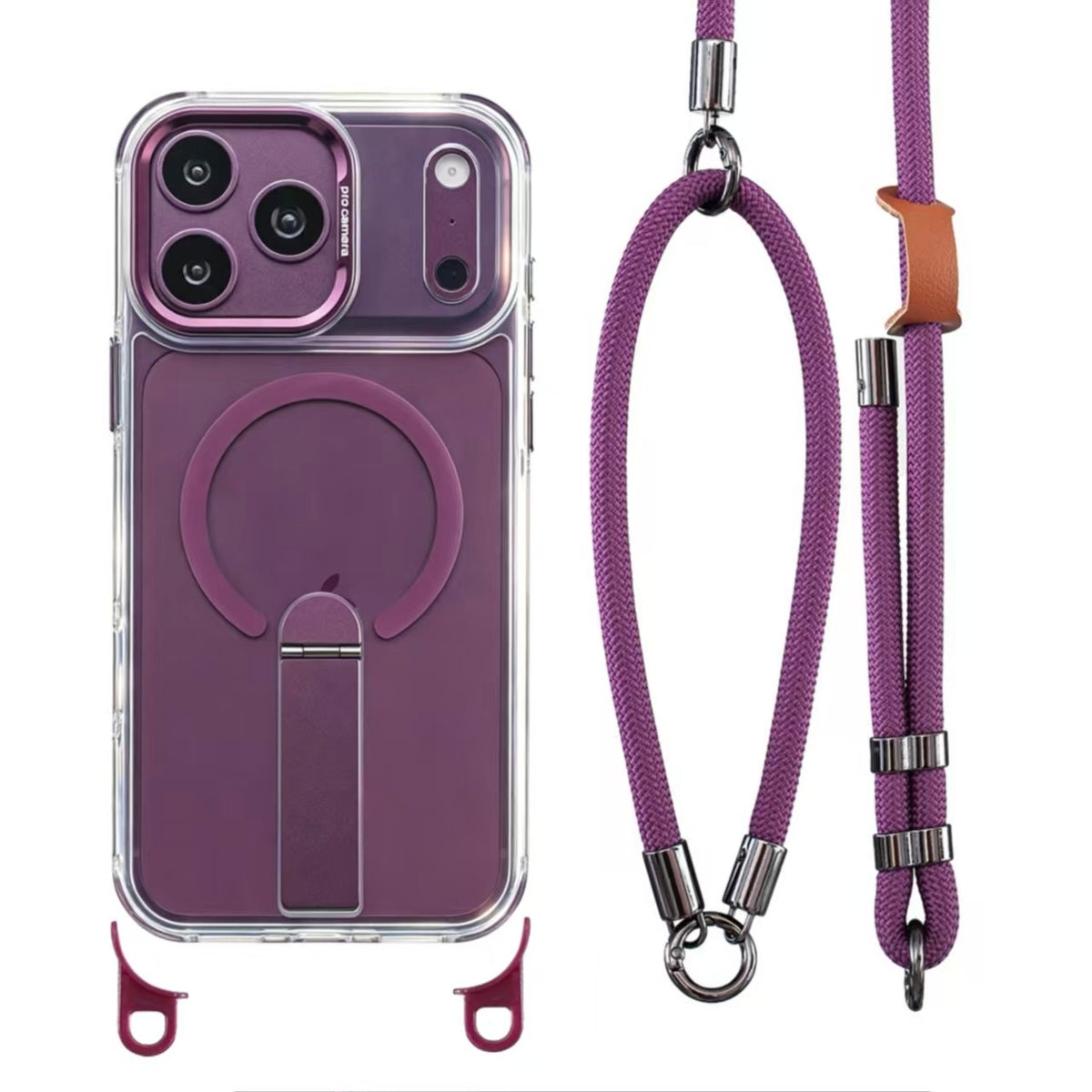 MagCarry™ Magnetic Stand iPhone Case – Crossbody Lanyard & Hands-Free Design