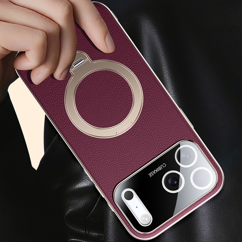 AurumSkin Stand Case – Premium Leather Texture & Magnetic Support