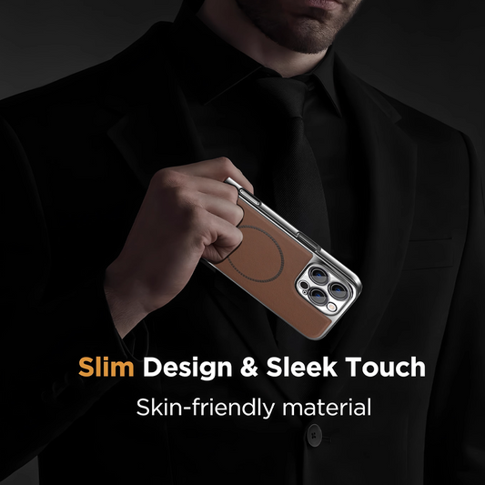 StealthMag Elite Leather Phone Case-Magnetic Compatible & Lens Protection