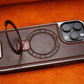 AurumLuxe Leather Kickstand Case – Premium Texture & MagSafe Support