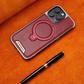 AurumLuxe Leather Kickstand Case – Premium Texture & MagSafe Support