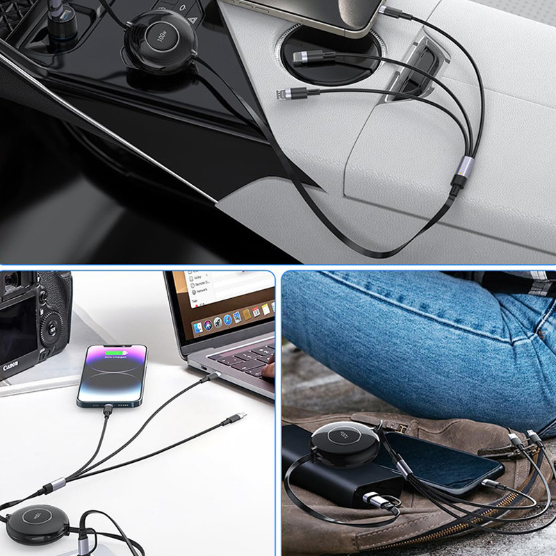 FlexiCharge Pro Cable – Retractable Design, Multi-Port & Fast Charging