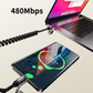 TrustCore 4-in-1 Spring Cable – 240W Ultra-Fast Charging, CarPlay Ready