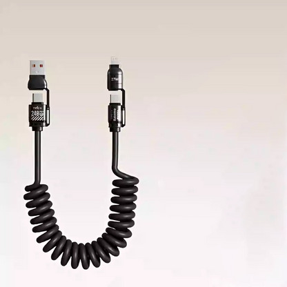 TrustCore 4-in-1 Spring Cable – 240W Ultra-Fast Charging, CarPlay Ready
