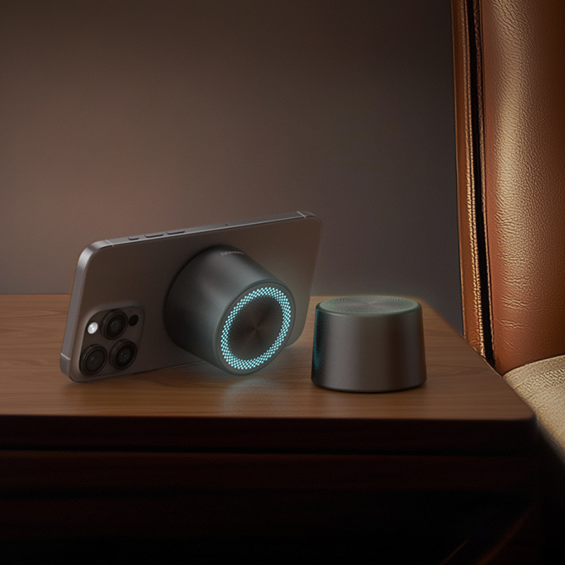 Audelle HaloPod Bluetooth Speaker – Magnetic Alloy Build, Waterproof with Ambient Glow