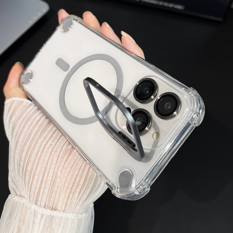 ClearGuard AirCushion Case – Magnetic Charging & Built-in Kickstand