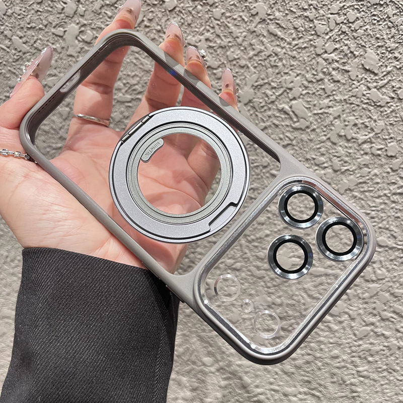 PureClear RotateStand Case – Minimal Look with Magnetic Function