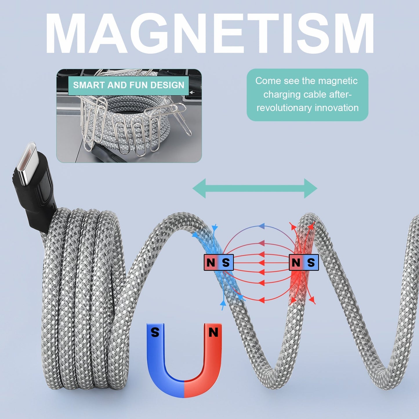 Tangle-Free Magnetic Charging Cable: Strong Magnet and Fast Charging