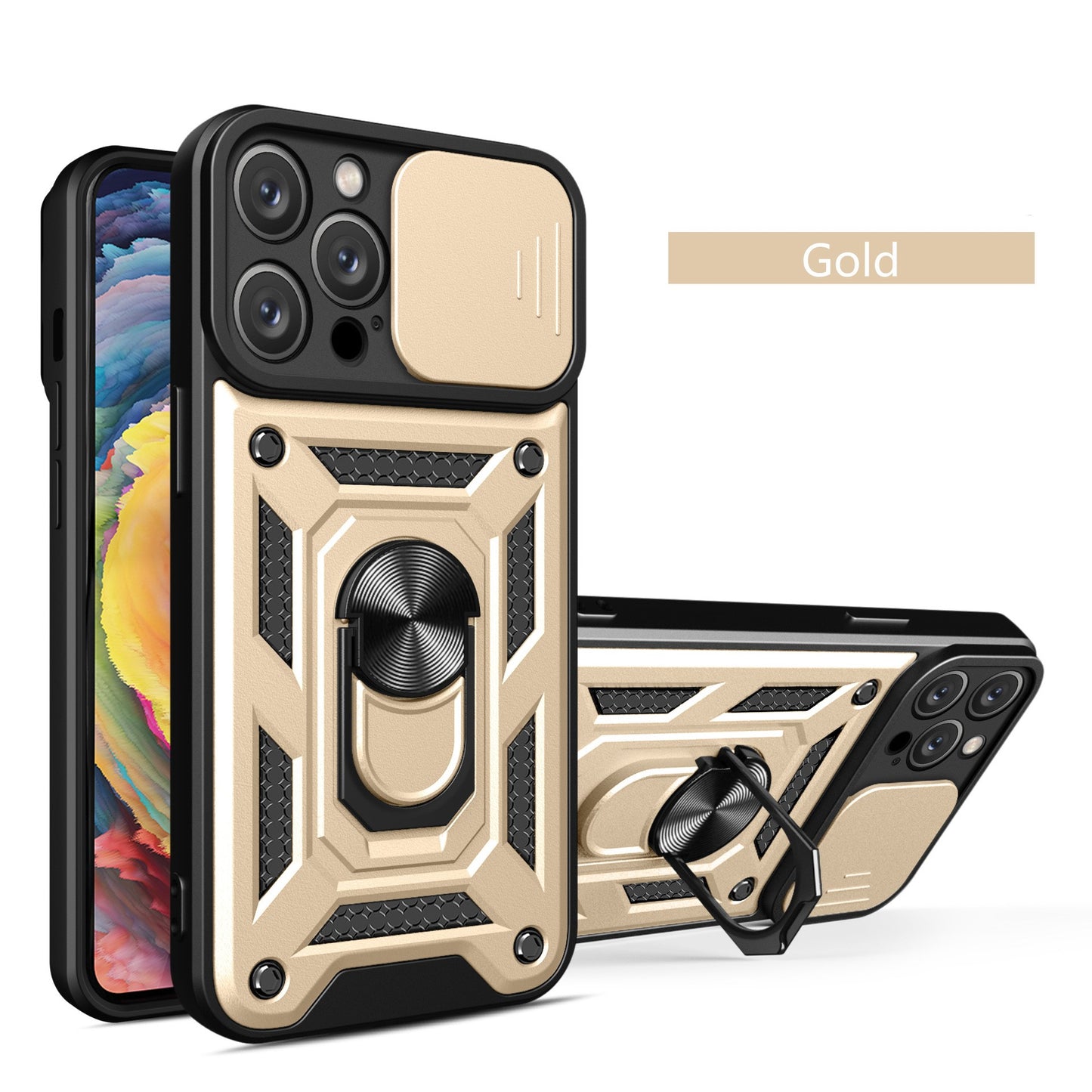 Anti Shock Case for iPhone with Magnetic Ring Kickstand